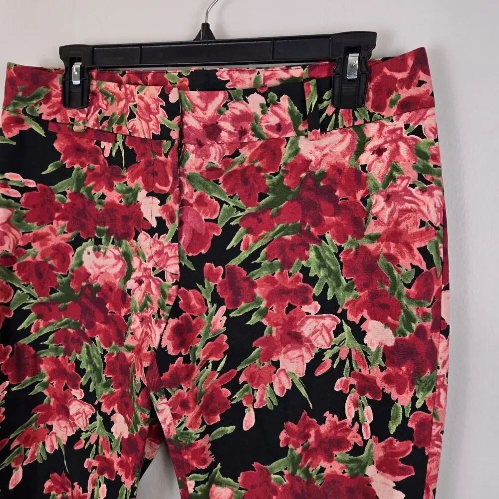 TALBOTS SIGNATURE Floral Blooms Multicolor Pockets Ankle Pants Size 6 Cottage